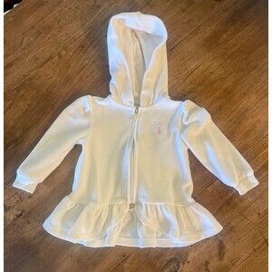 RALPH LAUREN Zip Up Hoodie, Cotton Terry Cloth, 9 Months